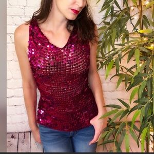 Vintage Fuchsia Sequin Tank Top